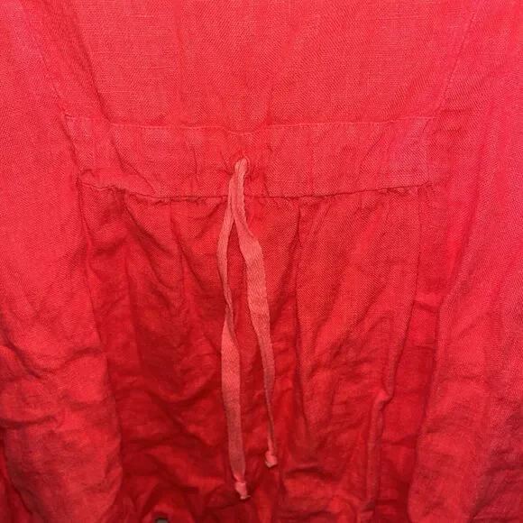 Fenini Womens Orange Linen Button Up Jacket XL Pockets Flowy Quiet Luxury Classy - Picture 4 of 10